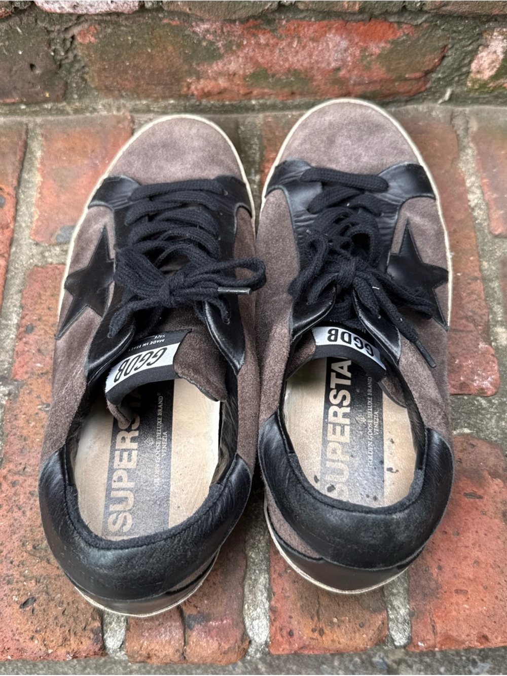 Golden Goose Superstar Grey Suede Sneakers with Black leather Accents sz37 - Picture 6 of 9